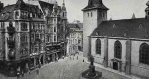 Historische Ansicht von Markt und Krupp-Denkmal