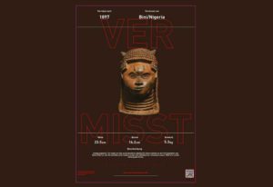 Plakat zur Ausstellung „Vermisst in Benin“